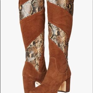 ‼️NWT Sam Edelman Hai 2 Toasted Coconut Suede Leather/Tropical Snake Print